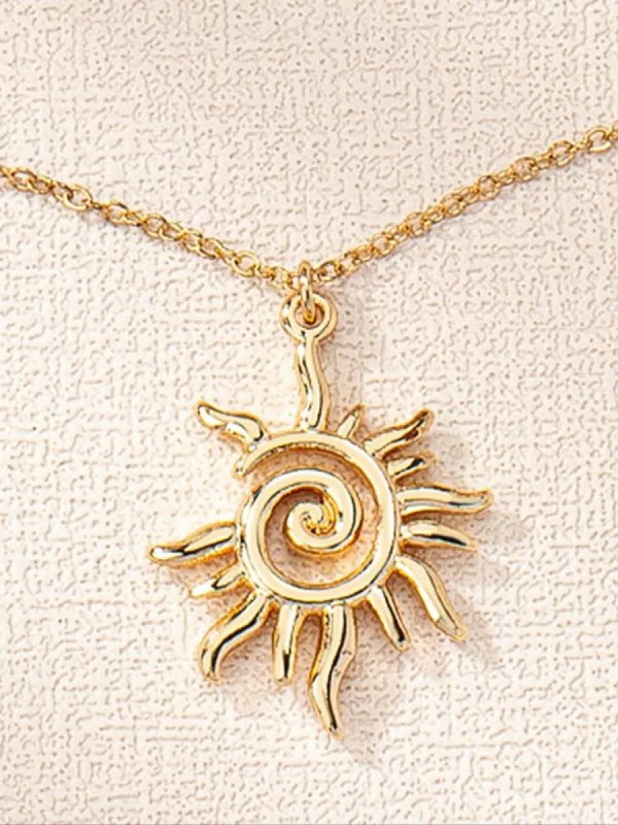 Colar de pingente de design de sol elegante feminino, joias de moda para festa, decoração de roupas diárias, joias modernas e requintadas