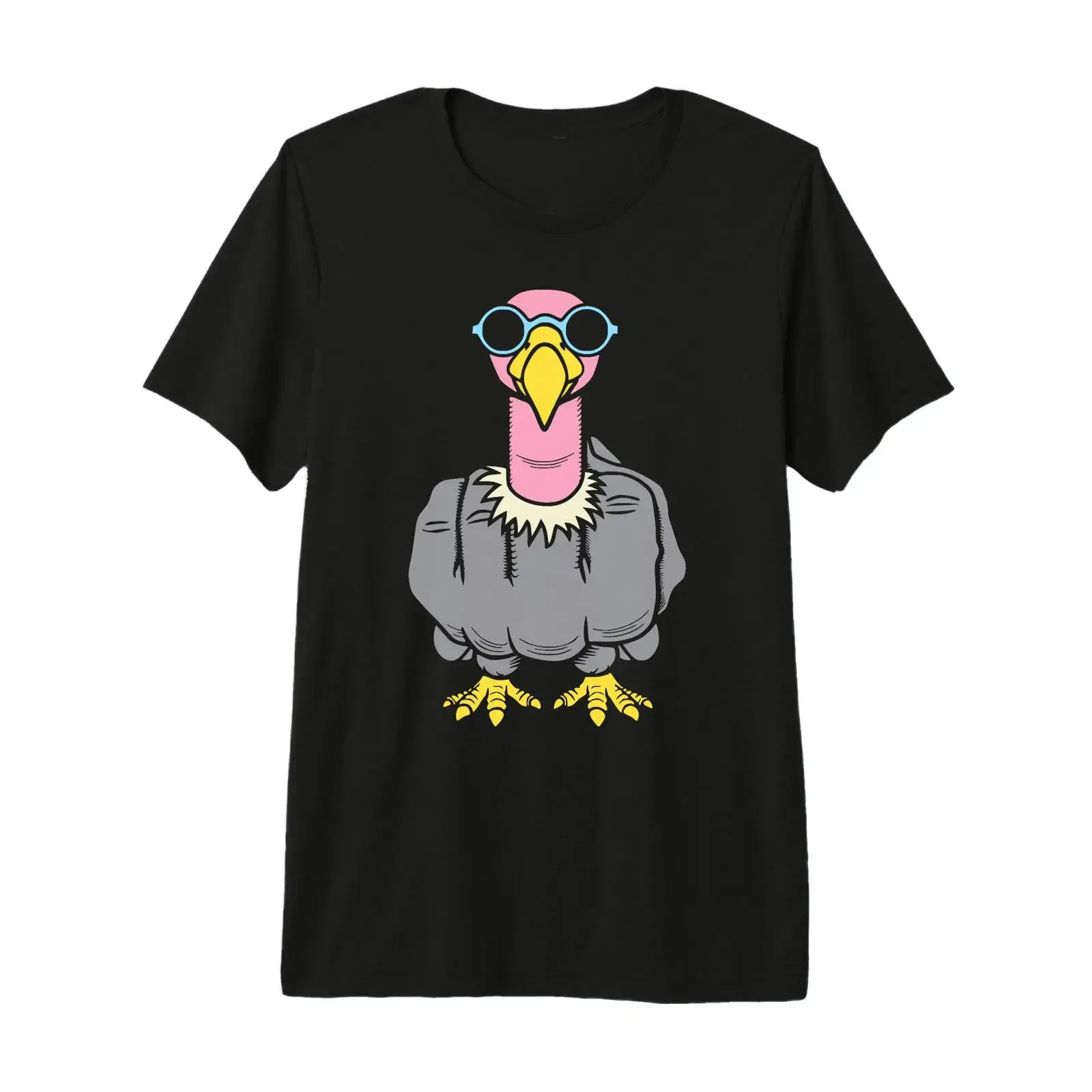Middle finger vulture funny rude antisocial bird hand premium T shirt vintage Washed Breathable homme fashion Casual Unisex