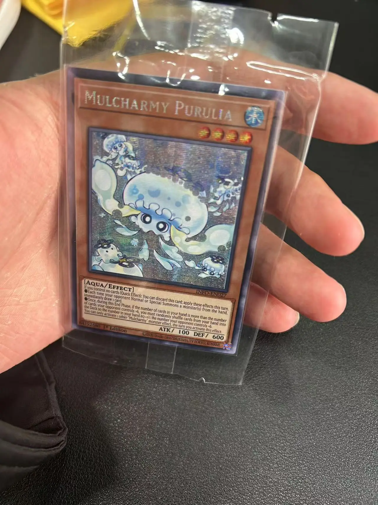 Yu Gi Oh Secret Rare/SER TCG Mulcharmy Purulia (INFO-EN027) مجموعة اللغة الإنجليزية تخصيص بطاقة الألعاب (ليست البطاقة الأصلية)