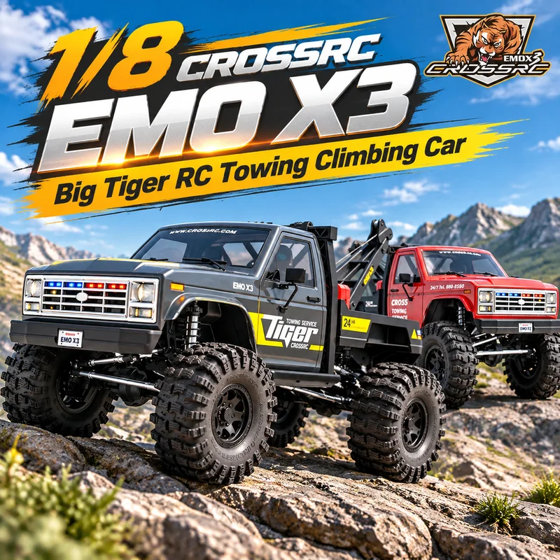 Hot CROSSRC EMO X3 Big Tiger 1/8 Remote Control Electric Rescue Towing Climbing Off-road Vehicle RC Two-Speed Model With Lights