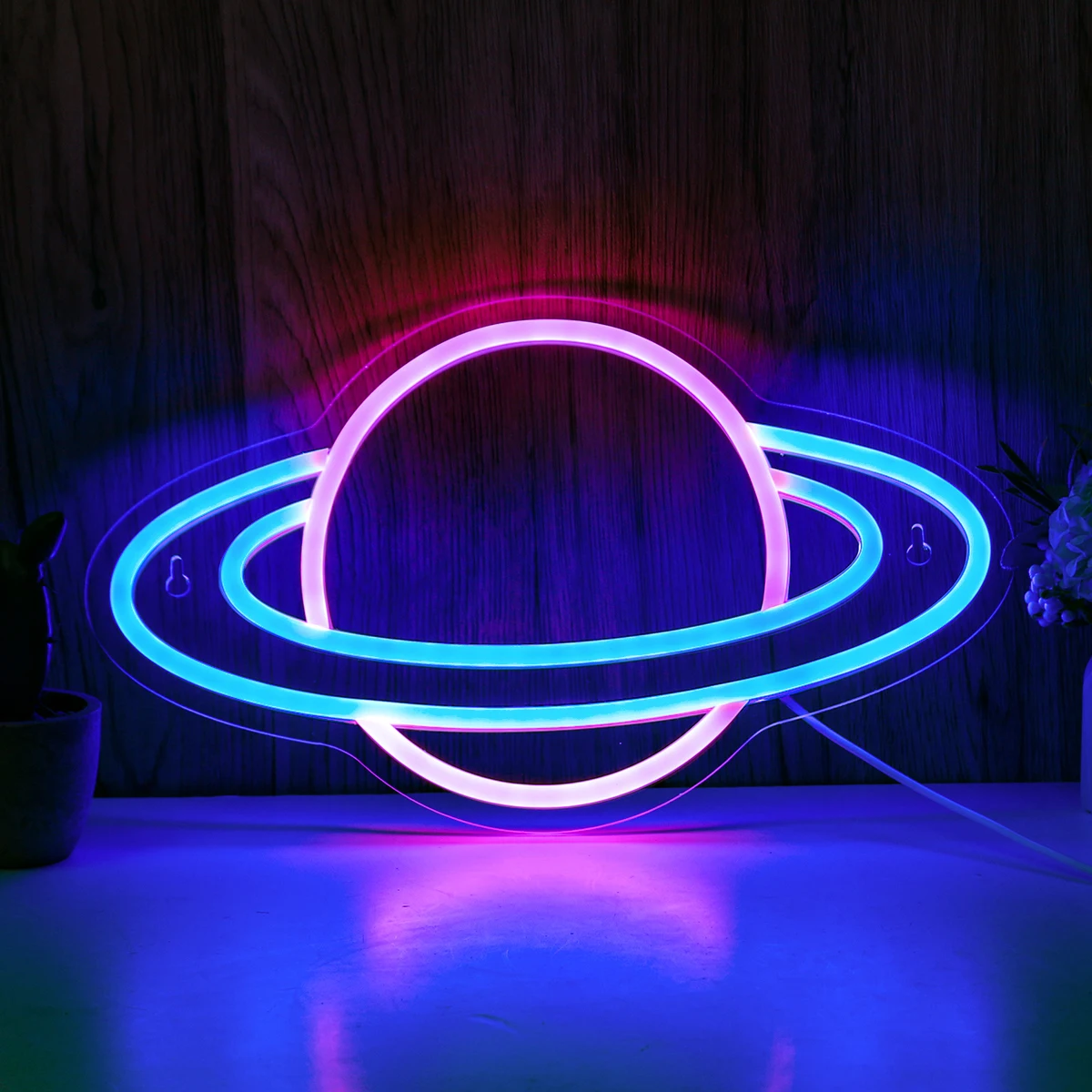 Chi-buy LED Neon planet USB Powered Neon Signs Night Light 3D Wall Art Bedroom Living Room Decor Lamp Signs