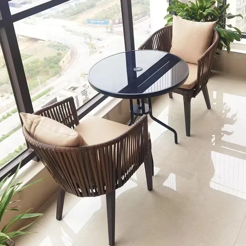 Rattan  three-piece outdoor table and chair patio garden outdoor coffee table leisure rattan chair balcony chair