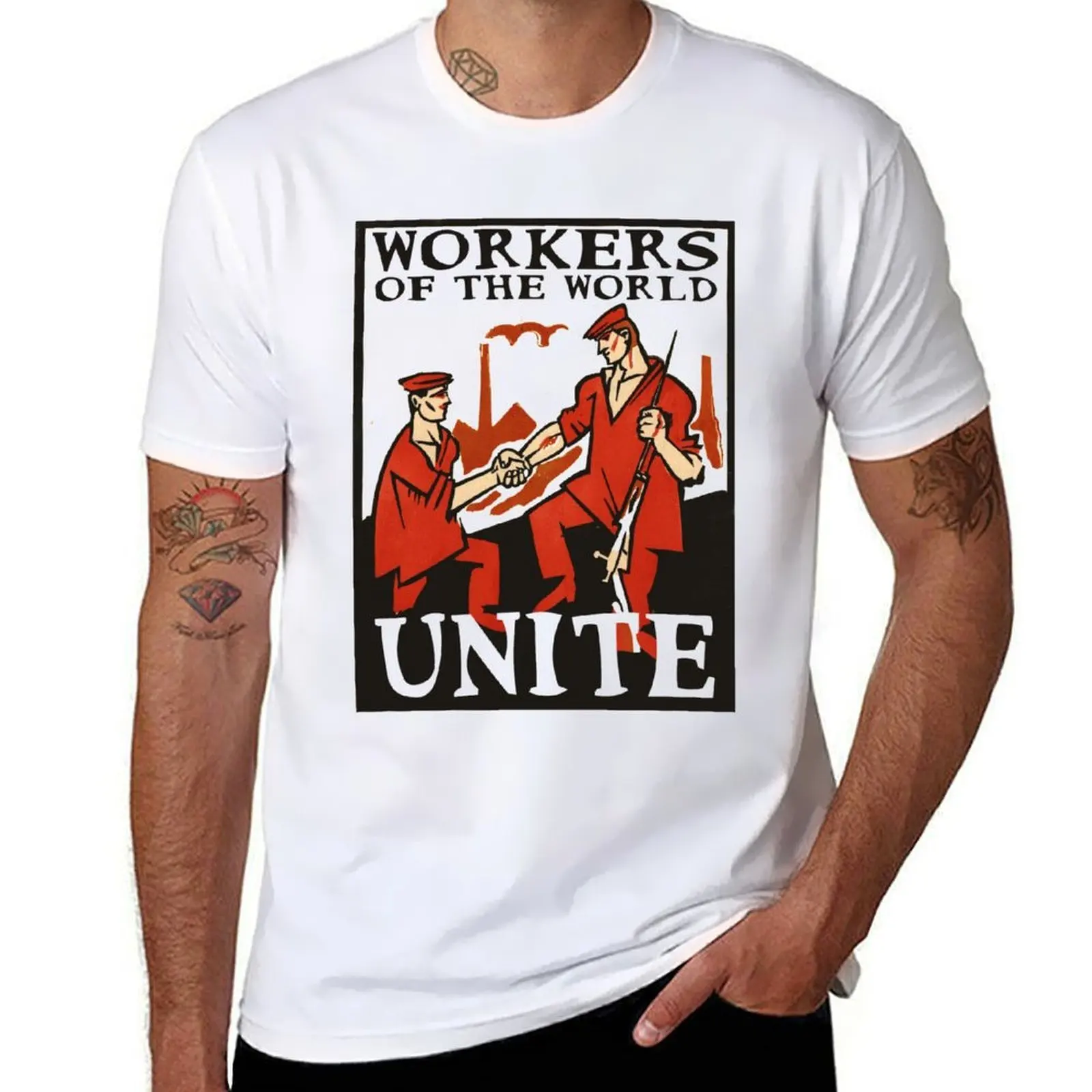 

Футболка Workers of the World Unite, хлопковая футболка, мужская хлопковая футболка из 100% хлопка