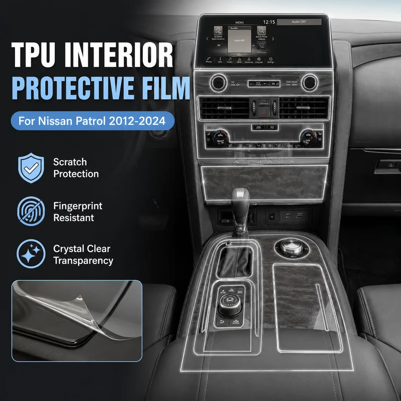 For Nissan Patrol 2012-2024 TPU Screen Center Console Shift Interior Decoration Film Accessories Protective Cover