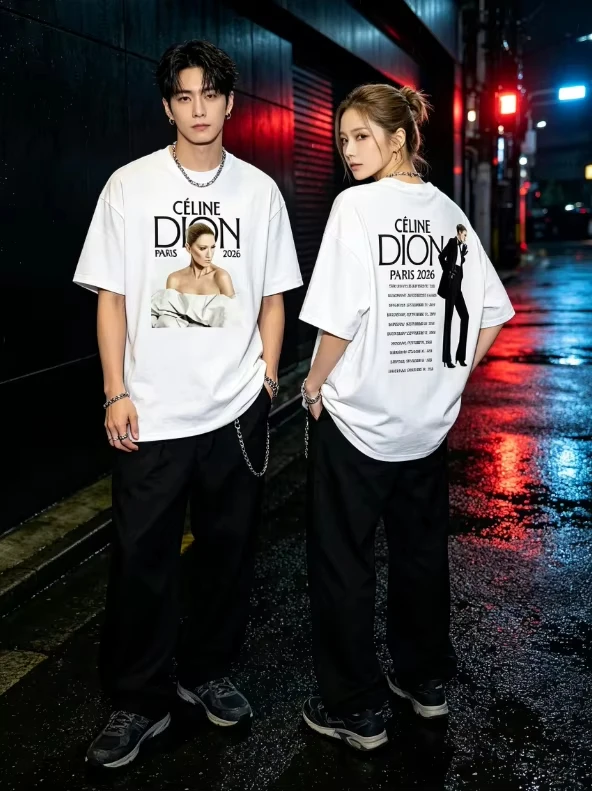 Celines Dions Paris 2026 Tour Merch Men Women T Shirts Cotton Tee New Arrival Tops T-shirt Summer Y2K Fashion Popular Tee Tops