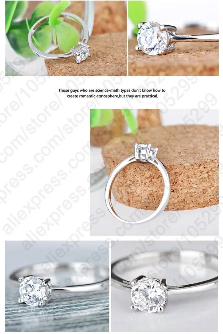 Big Sale Simple Design 925 Silver Women Rings Classic Wedding Engagement Accessories with Clear Cubic Zircon Stone