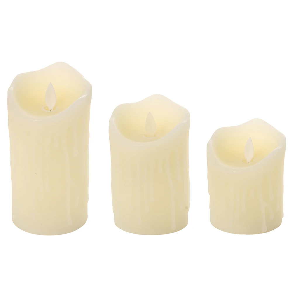 

3pcs Electronic Candles LED Lights Operated Realistic Flickering Decorative Halloween Tea Lamp Safe Eco Friendly