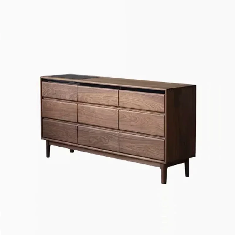 

TT Simple and modern pure solid wood nine-chest cabinet black walnut bedroom living room wall storage cabinet bedside cabinet