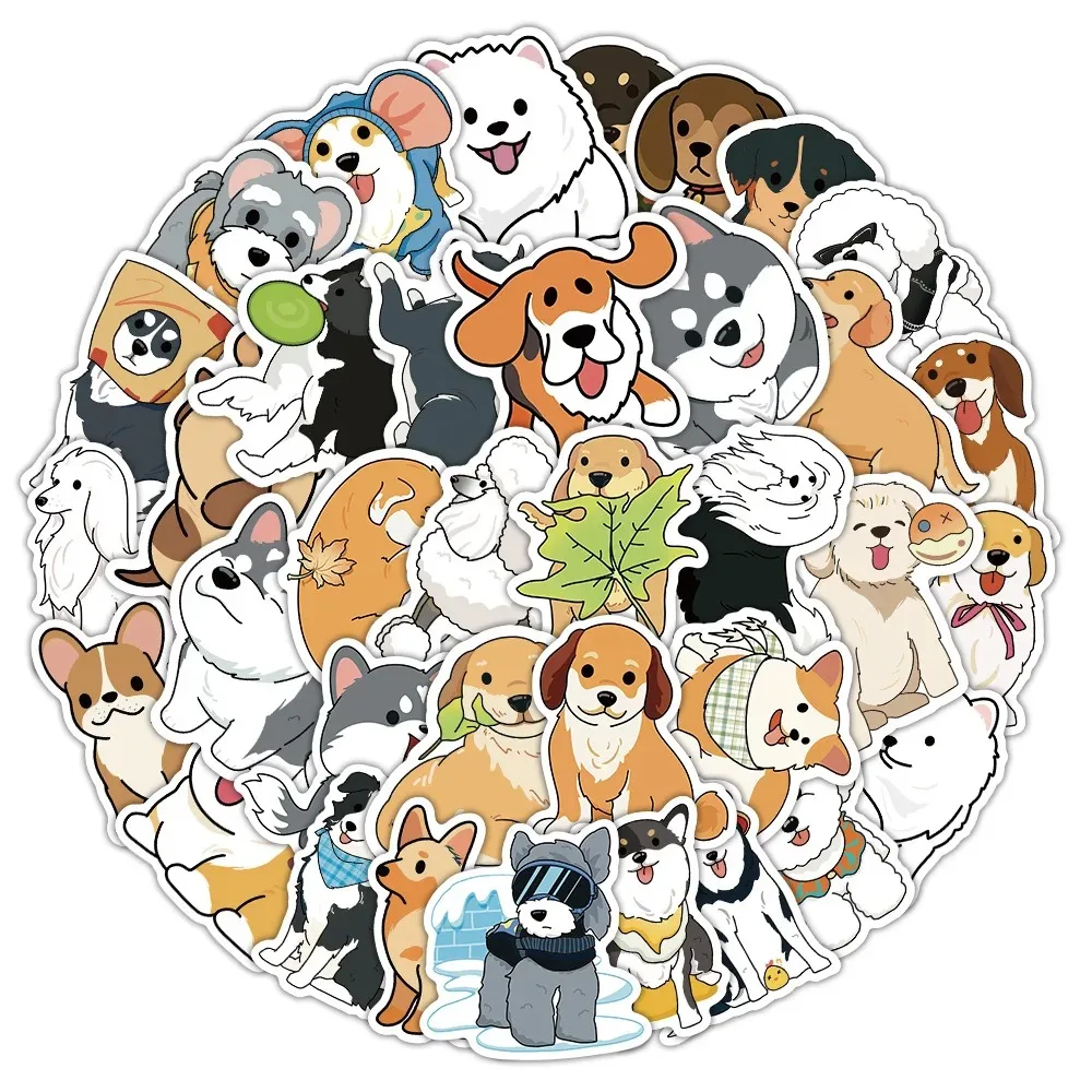 

50Pcs New Cartoon Anime Dog Stickers Selling Cute Expressions Water Cup Computer Waterproof Decorative Sticker Wholesale
