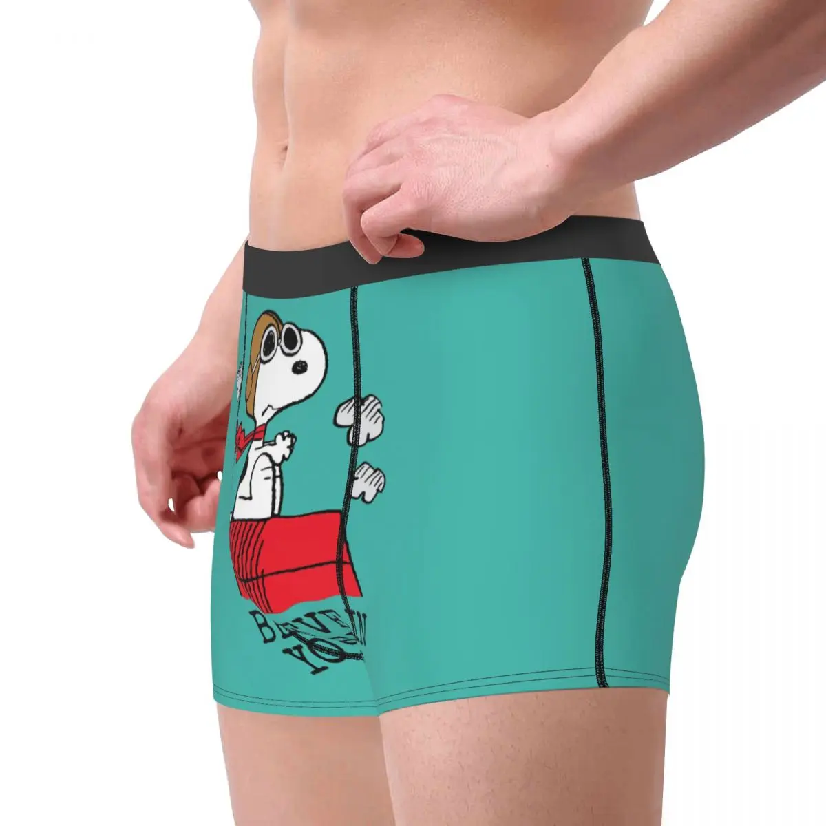 Custom S-Snoopys The Flying Ace Underwear Men Breathable Dog Boxer Briefs Shorts Panties Soft Underpants For Homme