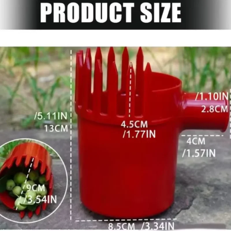 Red Comb Like Teeth Handheld Fruit Picking Cup For Garden And Farm Harvest Dates Small Fruits Meet Daily Picking Needs