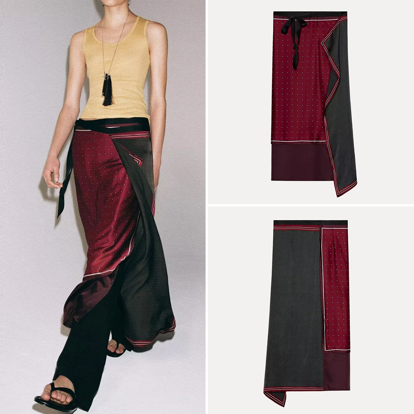 Fashionable Printed Wrap Scarf Half Skirt for Women Spring 2026 Personality Style ZADATA Loose Waist Other Material Other Pro...