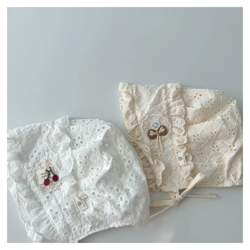 

Детские кружевные шапочки с ажурным узором, вязаные жаккардовые колпачки для новорожденных, аксессуары для волос для малышей, весенние шапочки-бини, головные уборы для прогулок