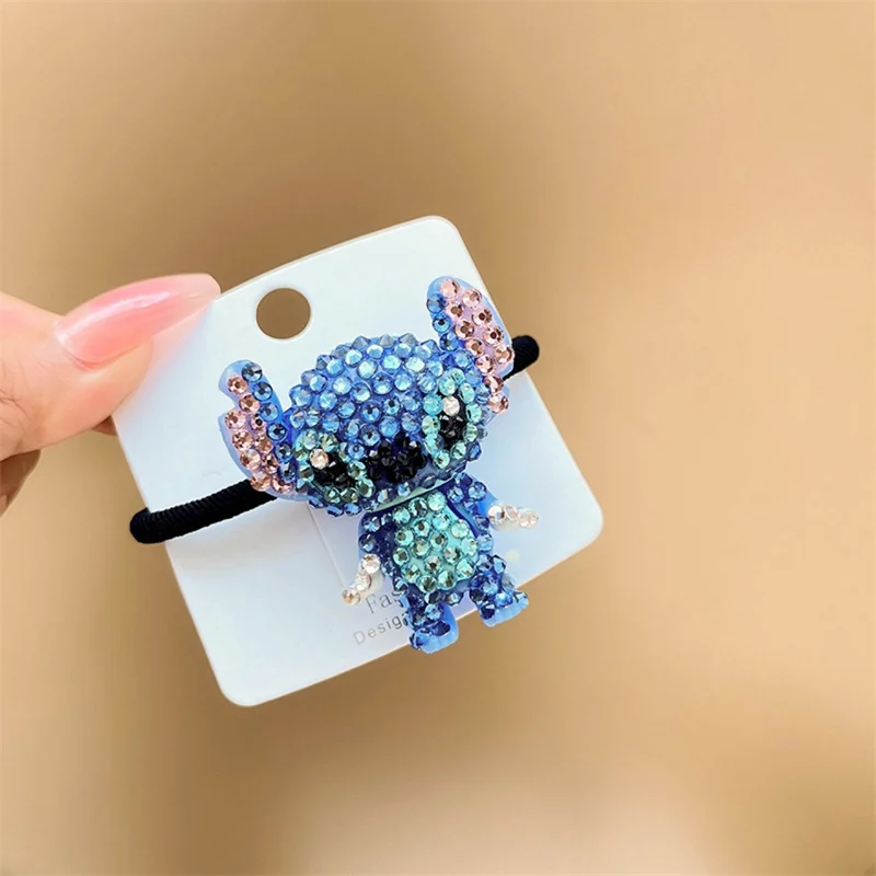 Disney Cartoon Lilo & Stitch Hair Accessories Figure Fashion Diamond Hair Clip for Girls Kawaii Modeling Rubber Band Girls Gifts