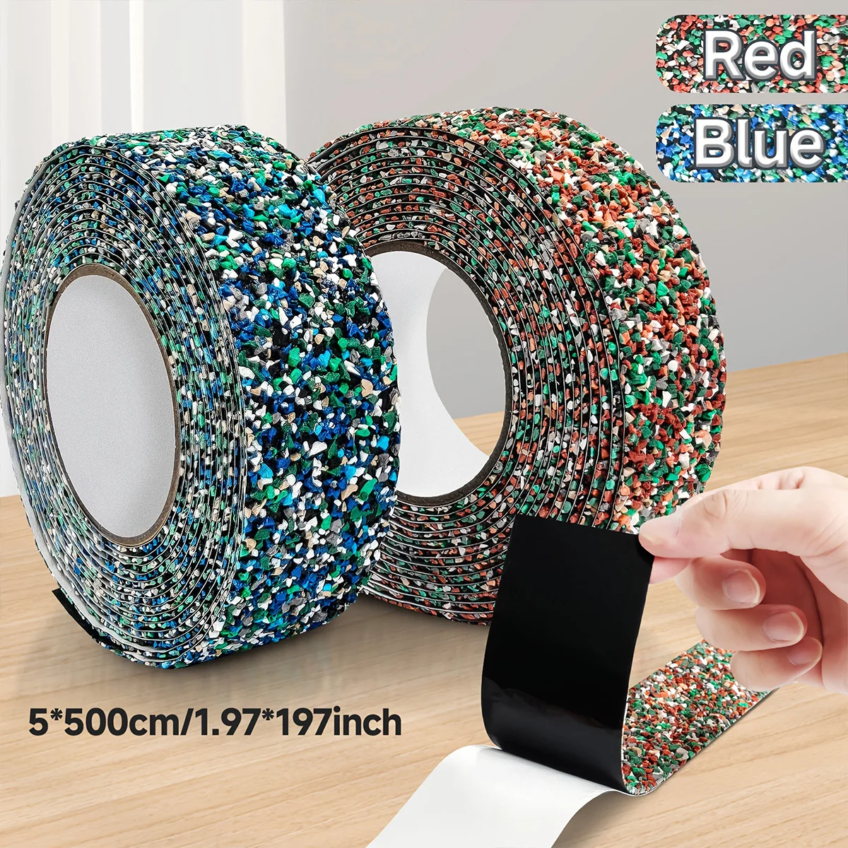 High Adhesion Anti-Slip Tape Red/Blue for Swimming Pool Boat Staircase Bathroom - Safe Traction with Temperature Resistance