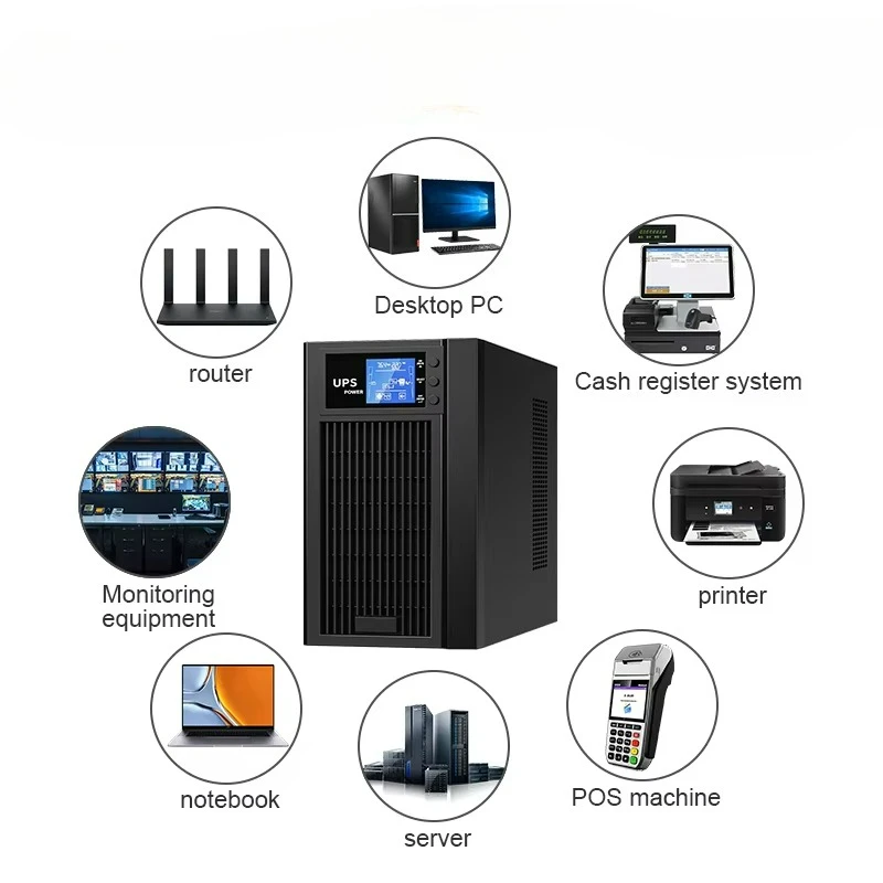 Online UPS Backup Power Supply 1000va 2000va 3000va Pure Sine Wave High-quality UPS With PC Computer