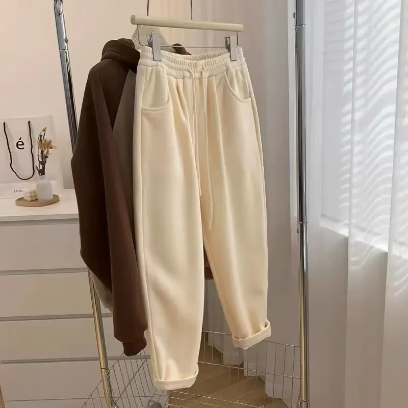 

Winter Warm Sweatpants Casual High Waist Plus Velvet Harem Pants Korean Fashion Baggy Womens Pantalones 2024