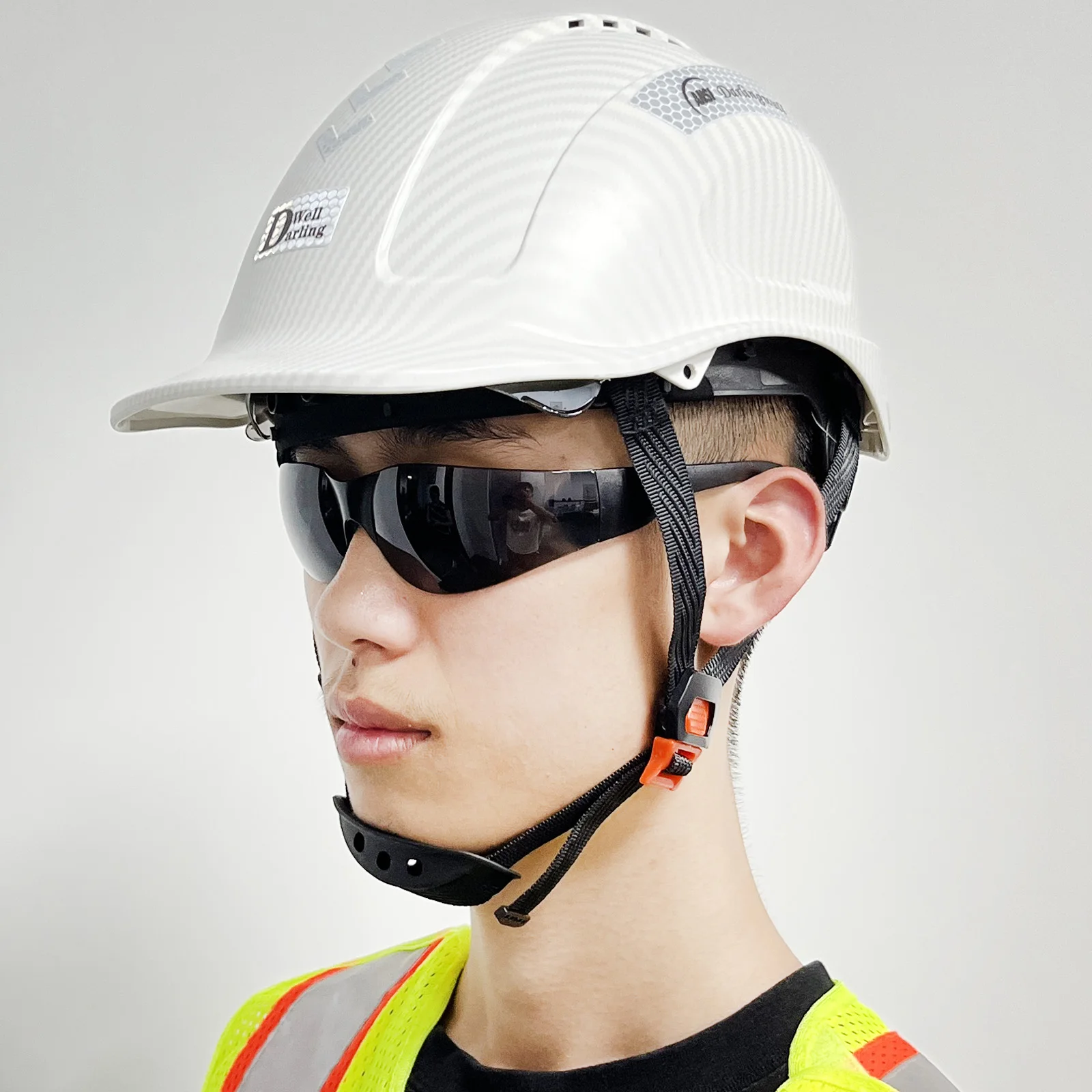 CE Carbon Fiber Safety Helmet With Earmuffs ABS Industrial Head Protection Construction Hard Hat ANSI Work Cap For Men