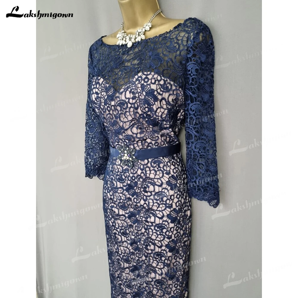 Klassieke O-Hals Moeder Van De Bruid Jurk Custom Navy Jurk Voor Bruiloft Gast Lace Vestido Longo Jurken Moeder Bruid Big Size