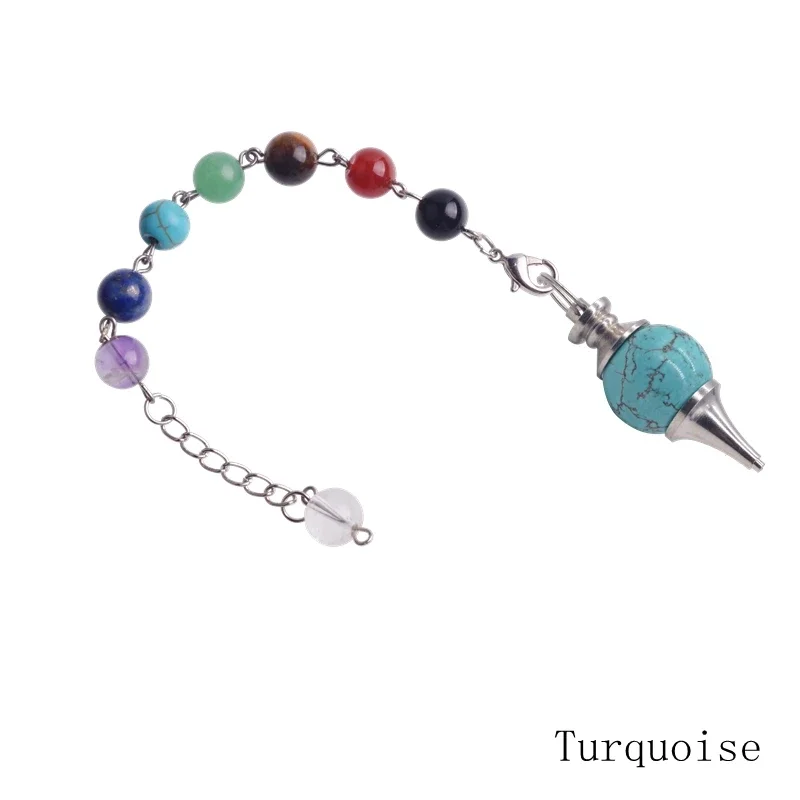 Genezende Chakra Kristallen Bol Slinger Turquoise Bol Puntige Hanger Hekserij Energie Balancerende Accessoires Waarzeggerij Wichelen