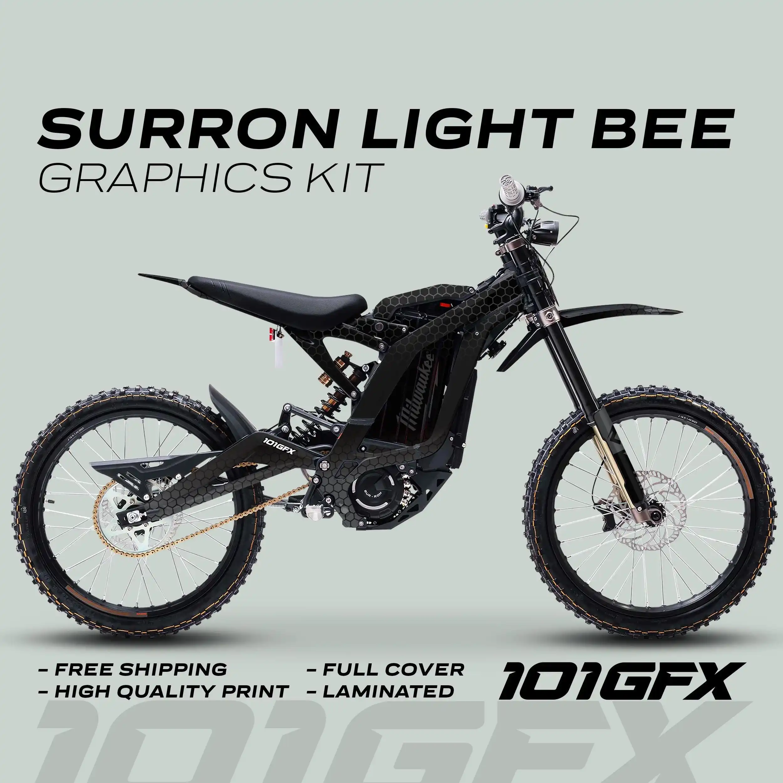 Surron Light Bee X Graphics Kit HONEYCOMB BLACK GREY Stickers Laminated  L1E  tech camo camouflage For Surron Light Bee X