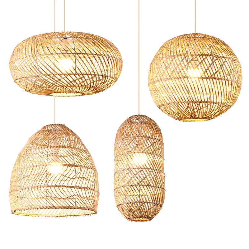 

Natural Rattan Lamp Pendant light New Chinese Style Hand-woven Pendant Light for Living Room Hanging Luminaire Dining Room light