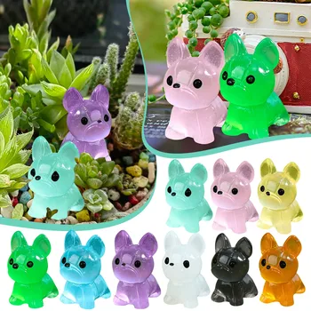 어둠 속에서 빛나는 귀여운 버섯 미니 개, 인형 장식, 정원 풍경 강아지 장식, 작은 강아지 동상, 20 개