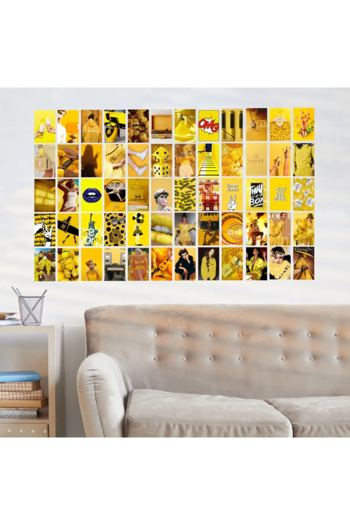 Yellow Wall Poster Set-60 Pcs-Coated Paper Photo Collage Set-10cm * 14cm-boxed Set