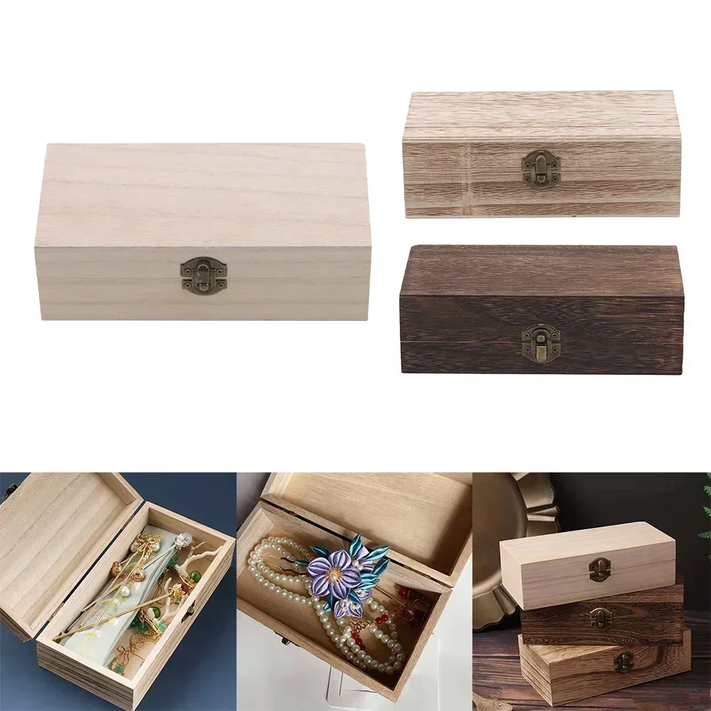 

Retro Locking Wood Storage Box Decorative Case For Home Or Office Wooden Box With Hinged Lid Keepsake Holder With Lock