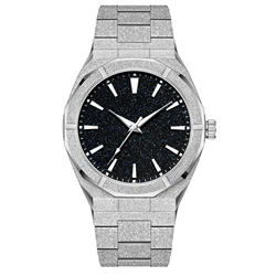 Estilo fosco marca personalizada marca privada estrela poeira dial bling pulseira de aço inoxidável alta qualidade relógio fosco para homem