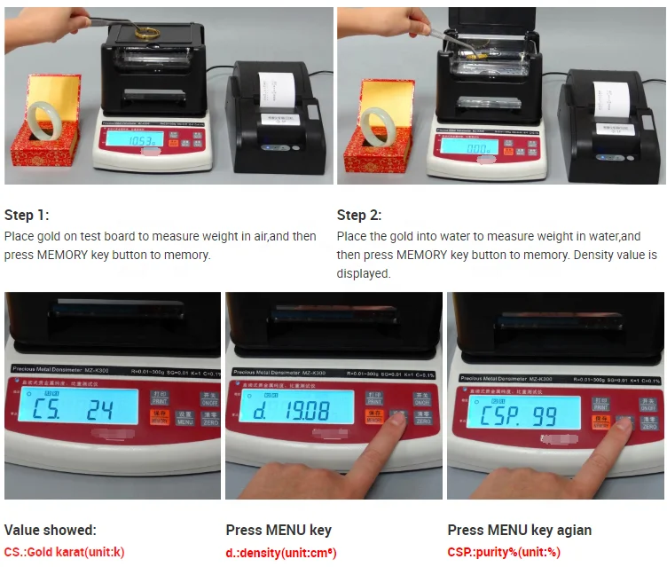 Equip the Gold Tester to Use Machine  to Print the Calculation of Gold Purity