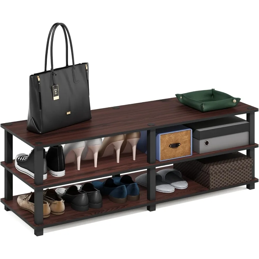 

TurnSTube No Tools 3-уровневая широкая скамья для хранения темно-виншневого цвета, черная, ширина 47 дюймов