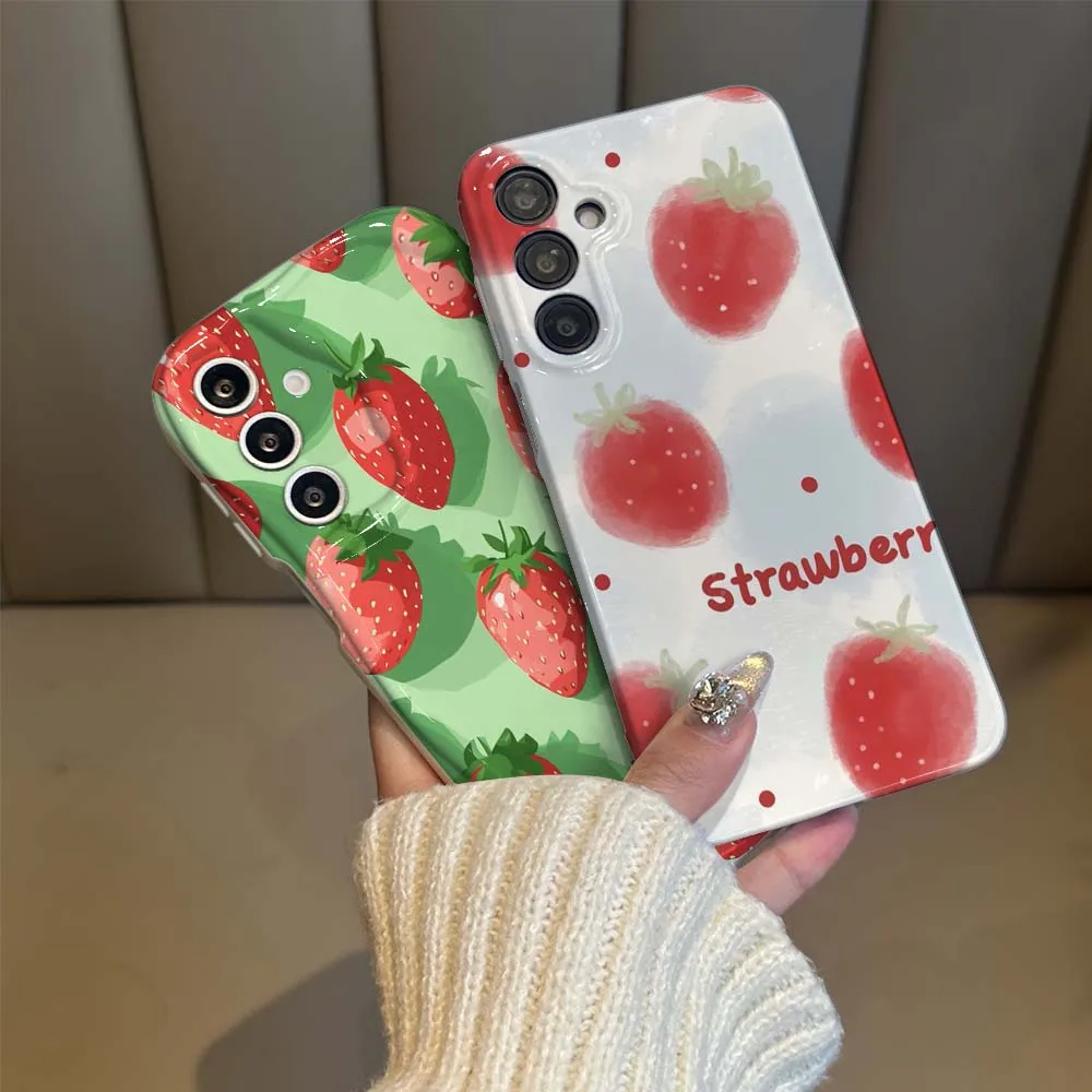 

Cartoon Strawberry Pattern For Samsung Galaxy A21s A23 A24 A25 A31 A 32 33 34 35 36 51 53 54 55 56 73 Wave Oil Film Phone Case