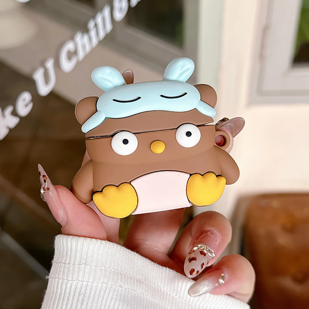 Funda protectora para auriculares inalámbricos, funda de silicona con dibujos animados creativos, búho, bolsa de decoración genial, para Airpods 4, 2024, 3 pro 2