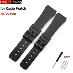 Silicone Watch Strap for Casio Watch Accessories 20mm 22mm Men Women Students Electronic Watch Black Sport Watchband Accessories