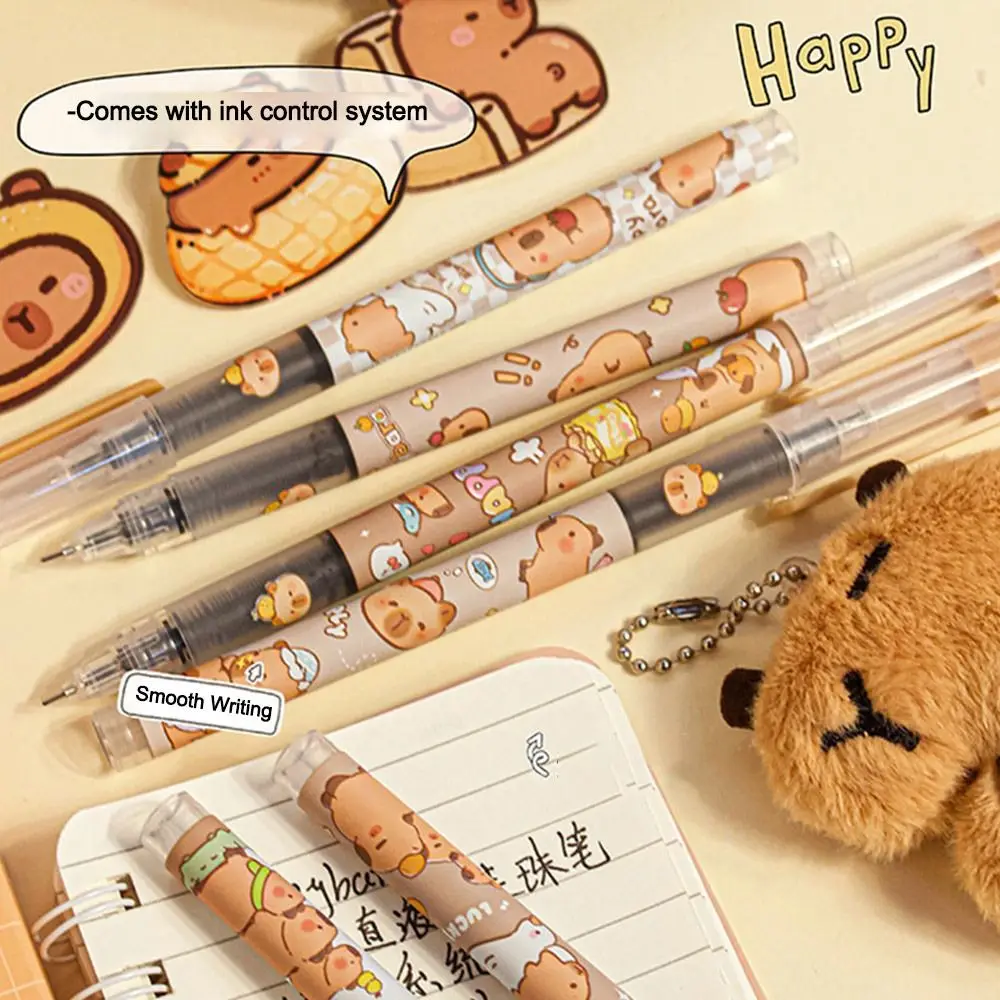 6 sztuk/partia Nowy długopis żelowy 0,5 mm z motywem kapibary, kreskówkowy długopis z pandą, ścieralny, szybkoschnący czarny długopis do szkoły, biura, artykuły papiernicze