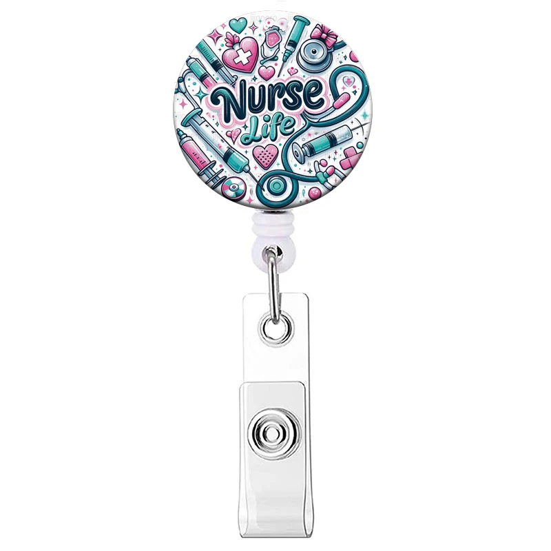 Ausweishalter mit einziehbarer Schnalle für Kinder, Reel-Clip, Kartenhalter für Neugeborene, Krankenschwestern, Frau, Arzt, Ausweiskette, skalierbare Clips – Detail 8