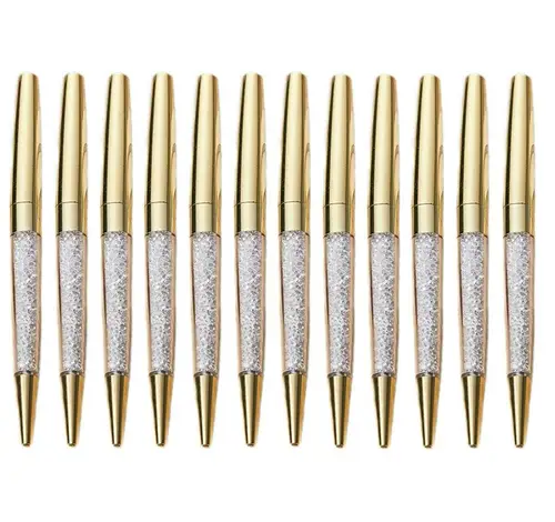 Imagen 1 del producto Bolígrafo de cristal, papelería, suministros escolares y de oficina, rodillo de Metal abierto giratorio, oro rosa de alta calidad, nombre de logotipo personalizado gratis