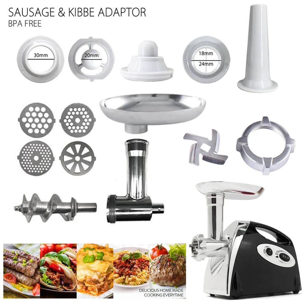 2800W เครื่องบดเนื้อไฟฟ้า,Heavy Duty Meat Mincer,ไส้กรอก Stuffer Maker ไส้กรอก & Kubbe ชุด,4 เครื่องบดแผ่น