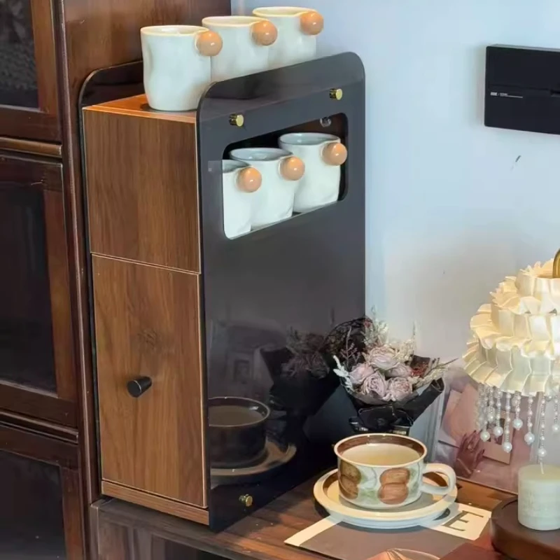 

Деревянный узкий шкафчик с ящиками, многофункциональный органайзер для столешницы, небольшая полка для чашек и чайной посуды для кухни