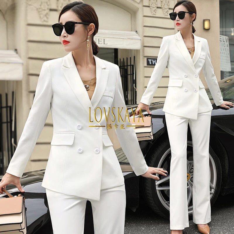 Fashionable red small suit formal dress women\'s white suit set temperament professional attire high-end feeling slim fit