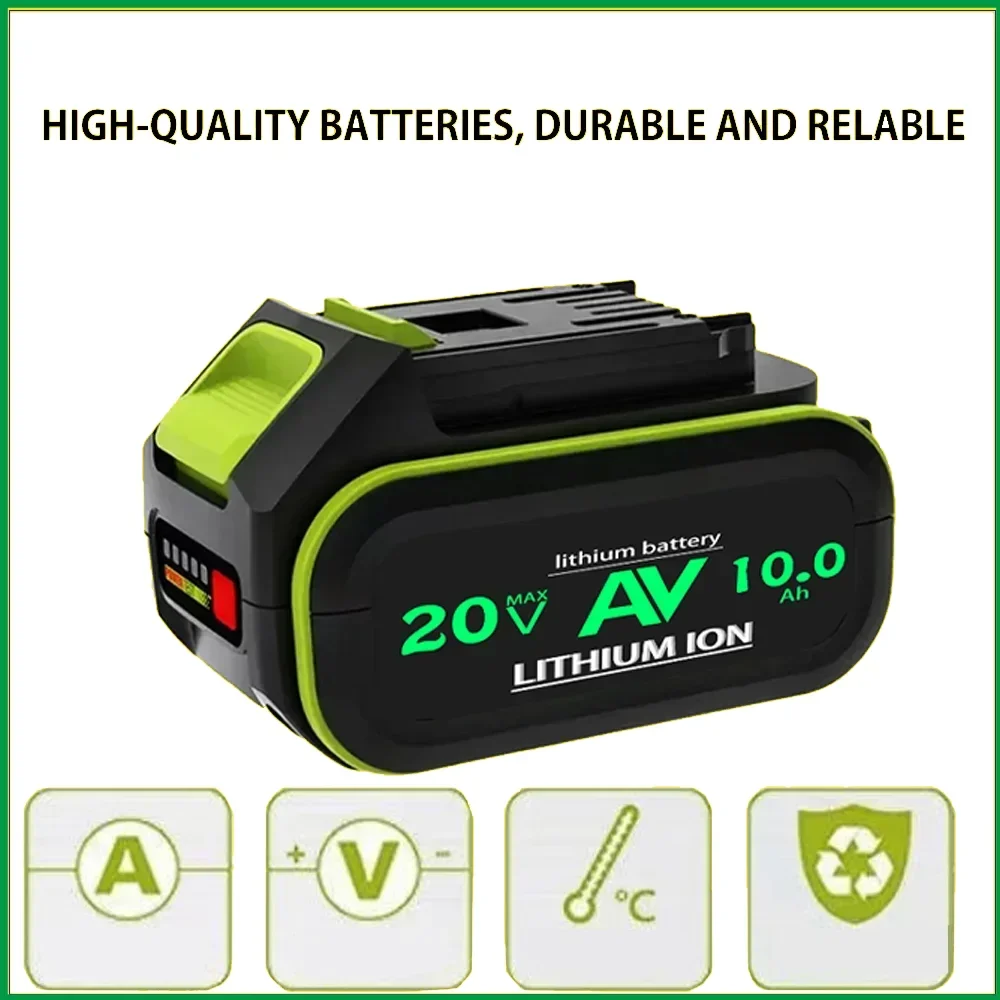 For Worx 20V 10000mAh lithium-ion battery WA3553 WA3551 WA3572 WA3553 WX390 WX176 WX178 WU268 drill bit battery