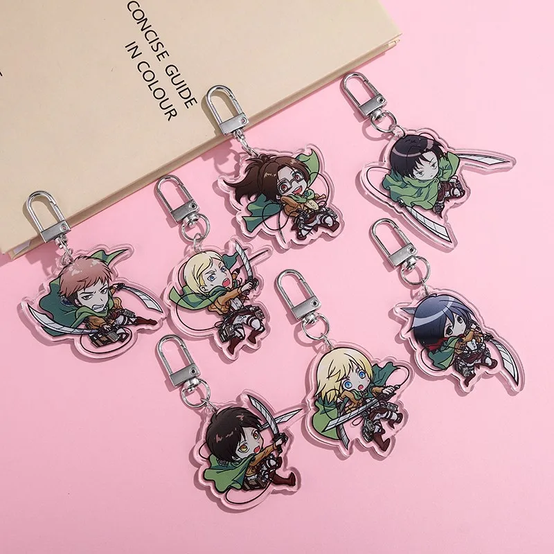 1/7Pcs Anime Figures Attack on Titan Acrylic Car Keychain Ba