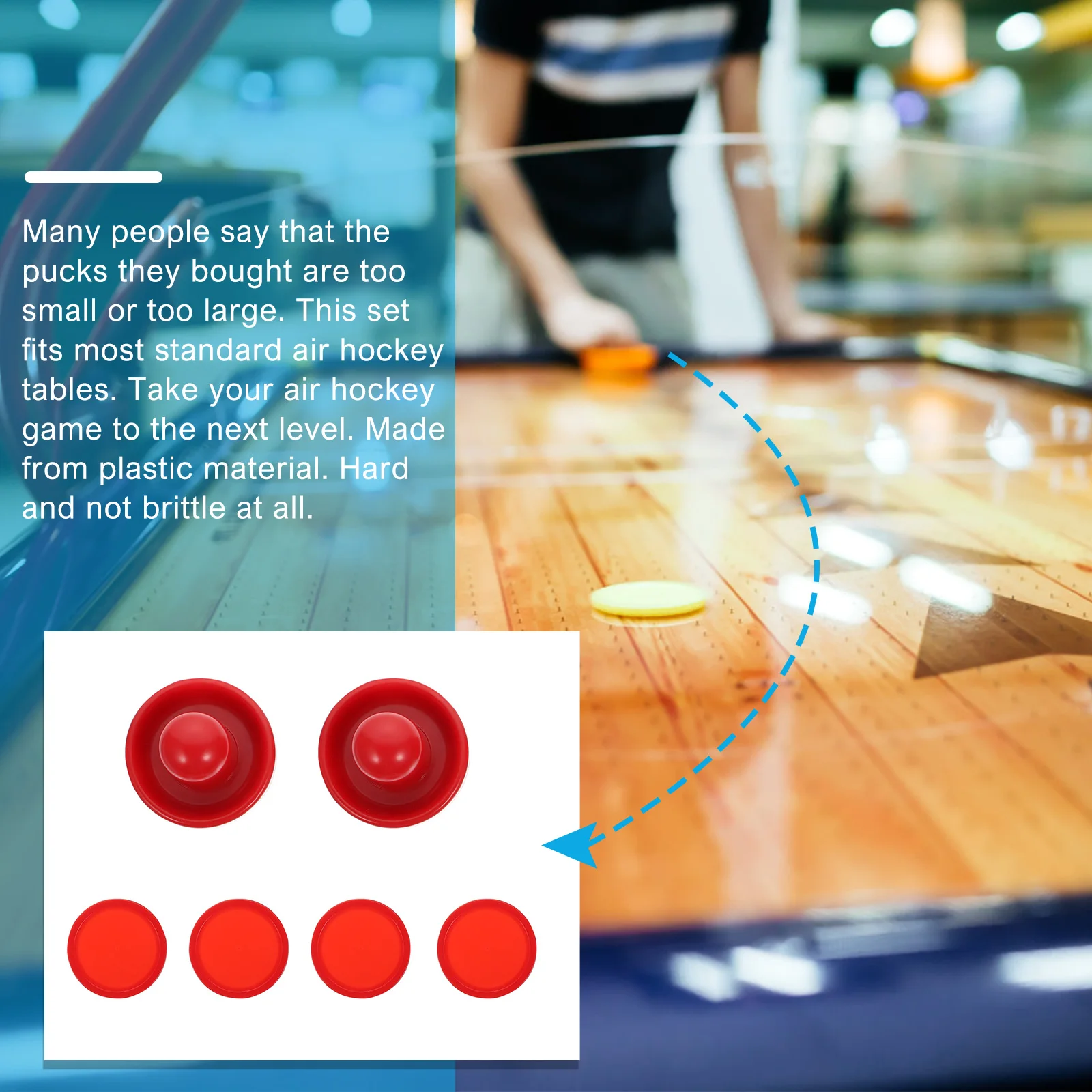 

1Set Air Hockey Accessories Plastic Replacement Pucks Pushers Ergonomic Design for Standard Game Tables Competitive Play