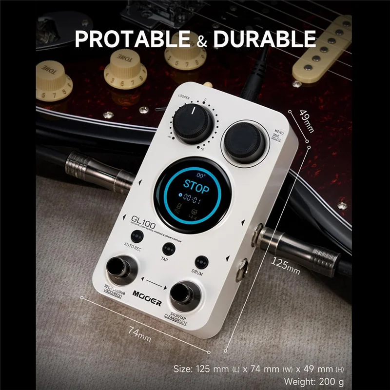 ABVL-MOOER GL100 Педаль Петлителя Барабанная машина Гитарный моноблок Эффект 1,3-дюймовый сенсорный экран Автоматическая запись с 100 позициями памяти