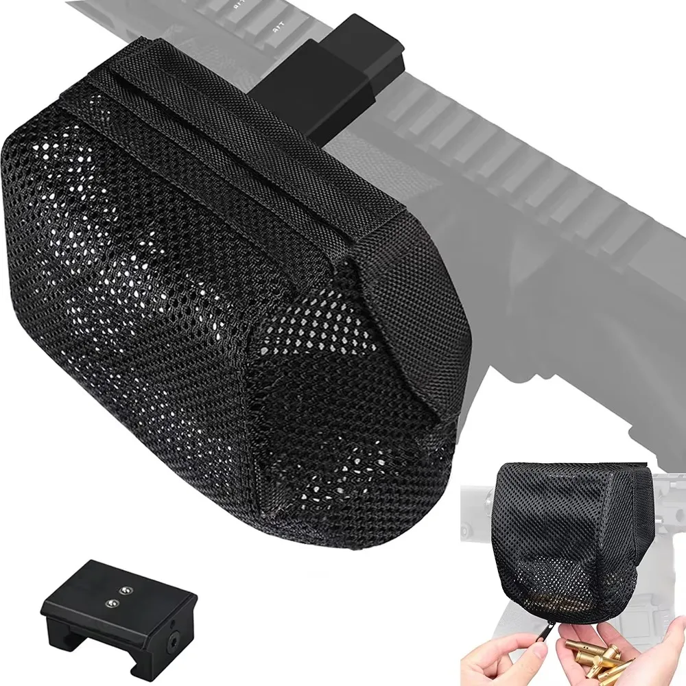 Brass Catcher .223/5.56 7.62mm Cartridge Catcher with Picatinny Rail Mount Tactical Shell Catcher Nylon Mesh Recycling Bag