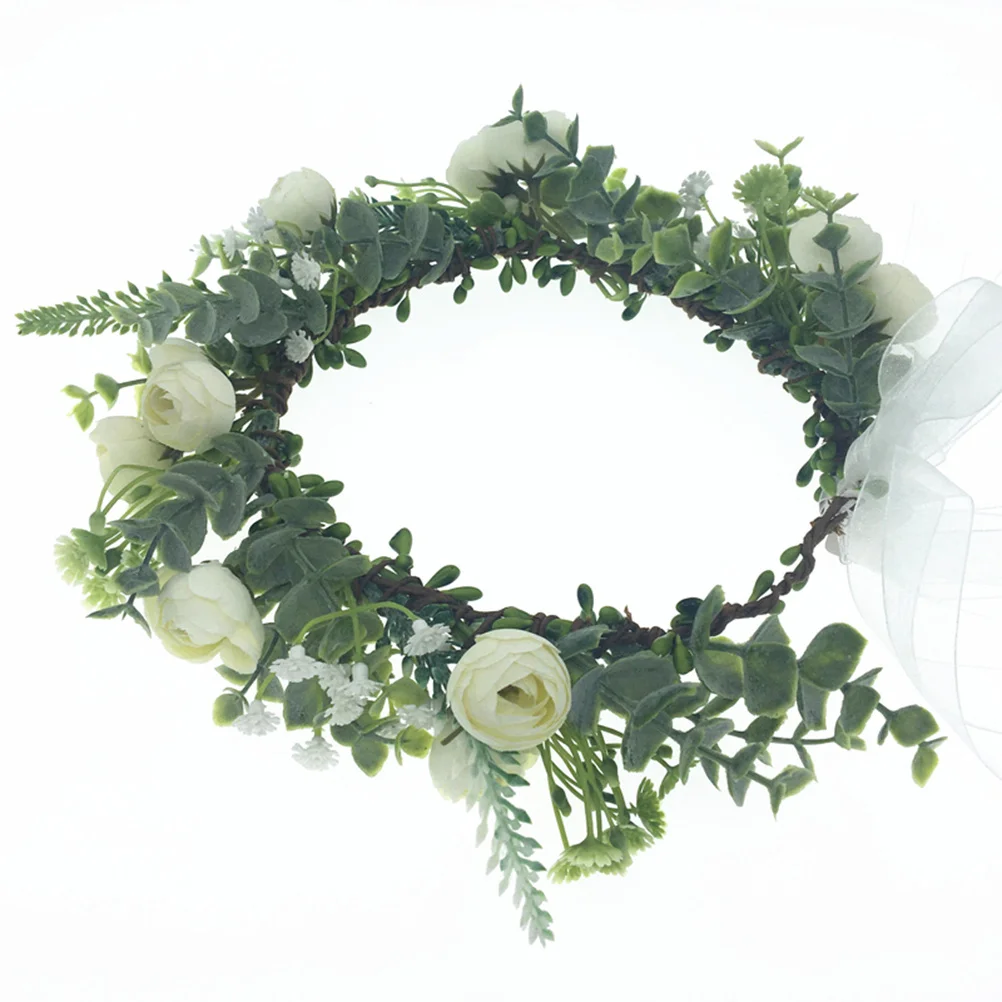 

1Pcs Bridal Flower Wreath Hair Crown White Elegant Cloth Headband Wedding Party Carnival Masquerade Performance Accessory