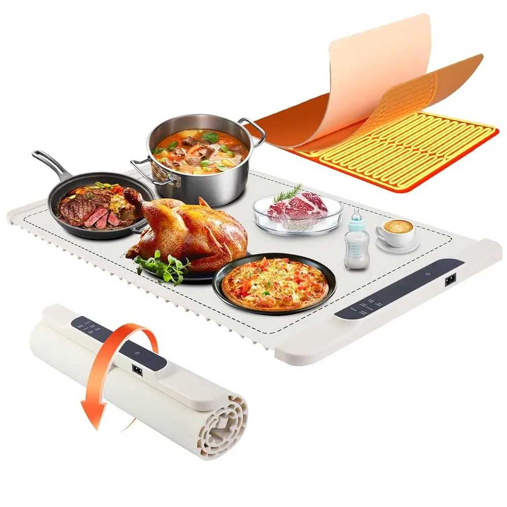 

Food Warming Mat - Electric Warming Tray For Buffets Party And Home Daily Use,10H Timer, Child Lock, Auto Shut-Off Portable