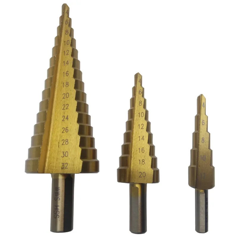 Multi-specification triangular shank step drill pagoda bit step drill open reamer drill pv plate aluminum plate cloth bag