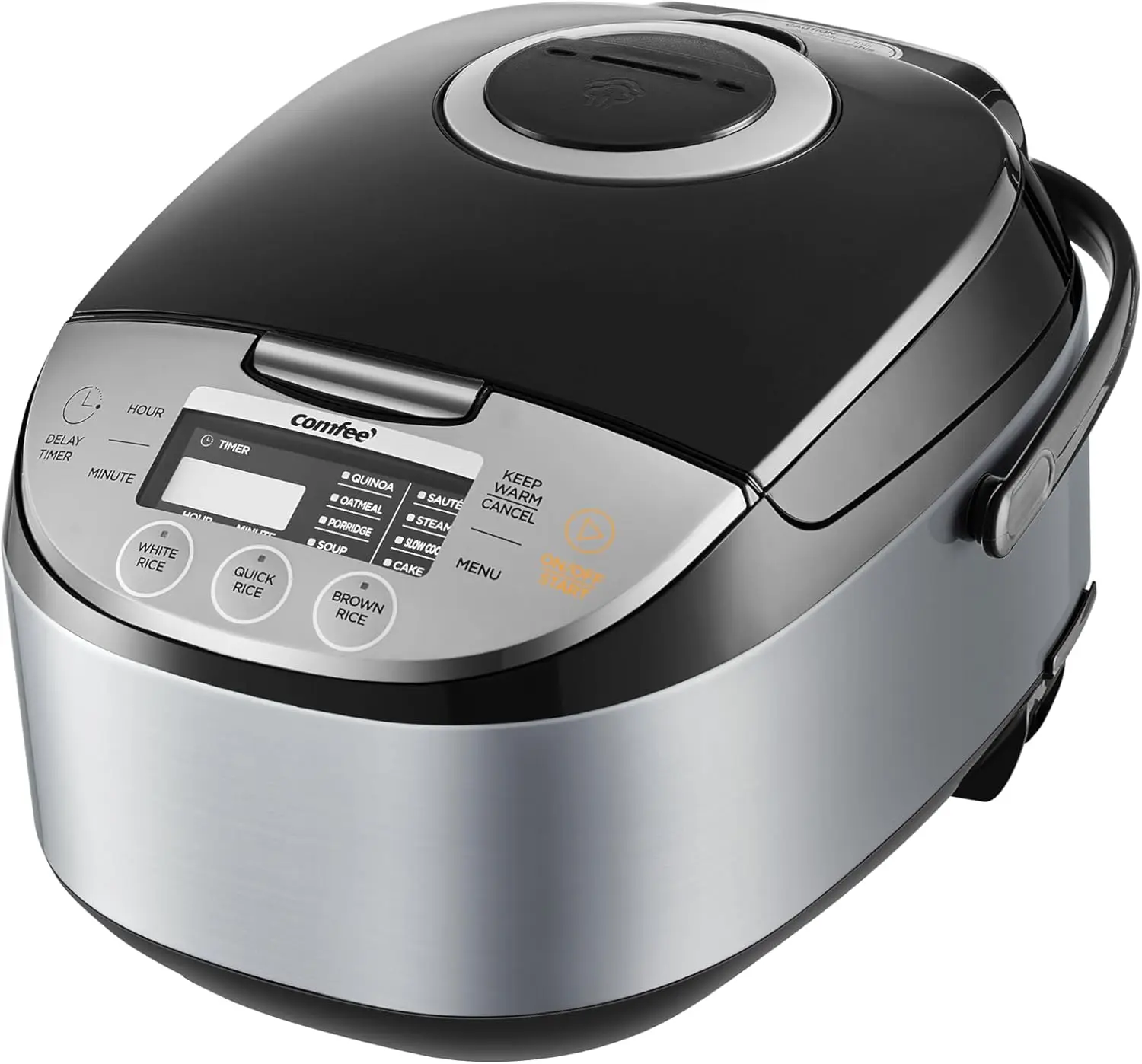 

12-Cup Rice Cooker with Fuzzy Logic, 24-Hour Timer, 11 Presets, Steamer, Fast Cooking, Non-Stick, Portable, Black